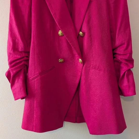 Veronica Beard Hirsh Pink Linen Dickey Jacket Blazer Size 00 - Picture 6 of 12